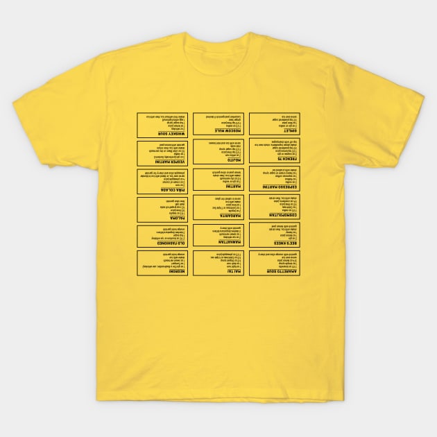 Cocktail Recipe Upside Down Bartender Reference T-Shirt by BuzzBenson